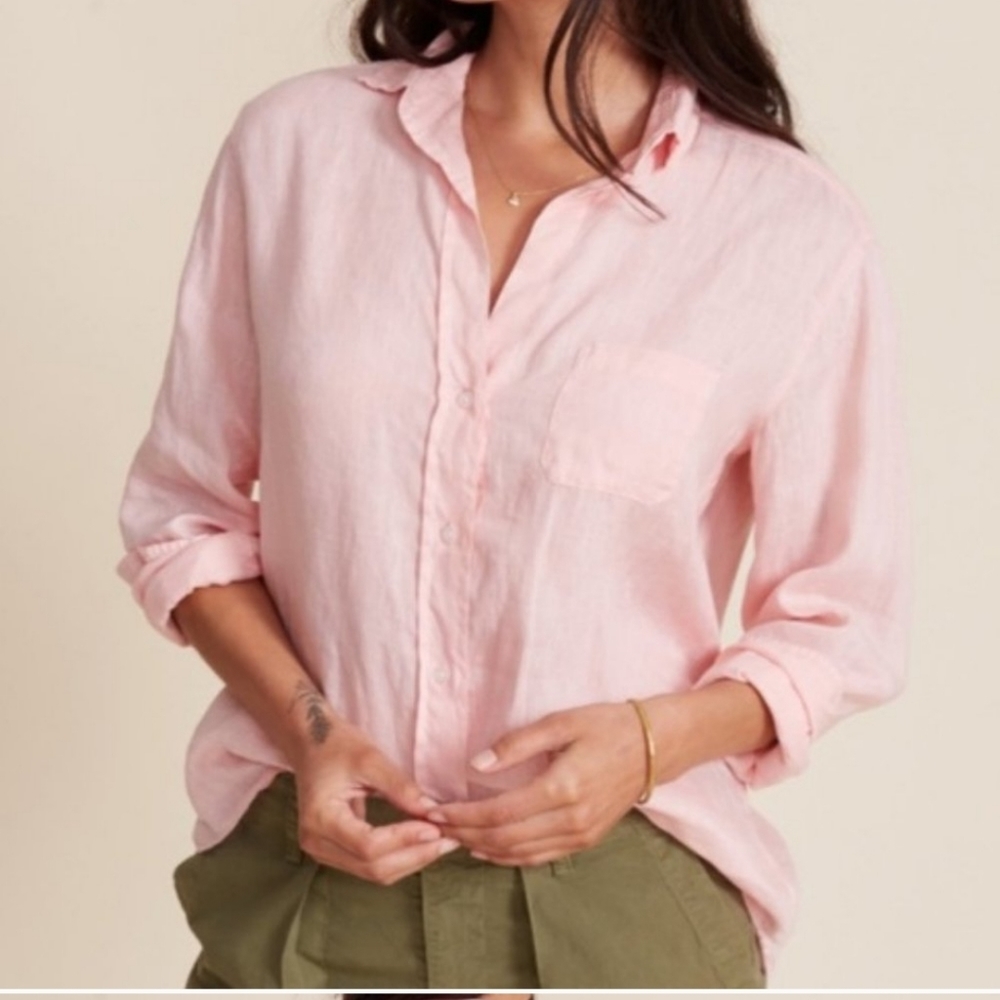 Grayson The Hero Button Up Cotton Shirt in Pink sz XS